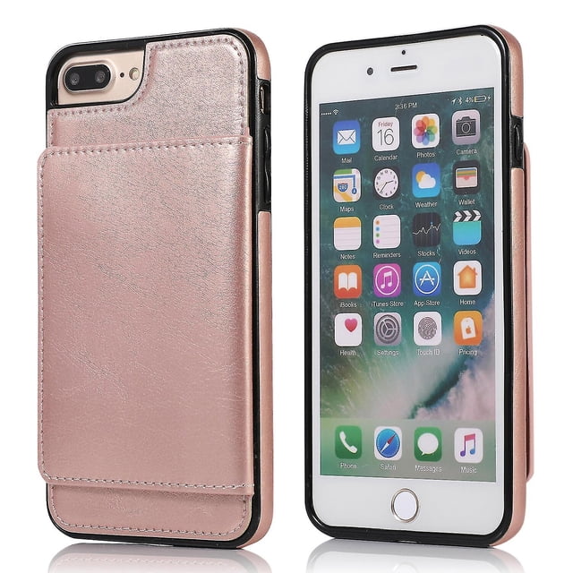Funda de piel sintética con tarjetero para iPhone 7 Plus y 8 Plus
