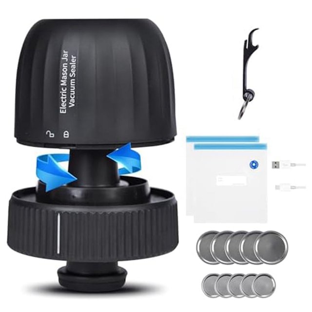 Sellador al vacío eléctrico para tarros de cristal Sellador al vacío automático para tarros de cristal de boca ancha y regular para tarros de almacenamiento de alimentos B