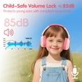 thumbnail image 3 of LOBKIN Kids Headphones,Bluetooth 5.4,Over Ear Kids Headphones with Mic 35H Playtime 85dB Safe Volume Limited Foldable Design for Girls Travel/School/Tablet (Pink), 3 of 10