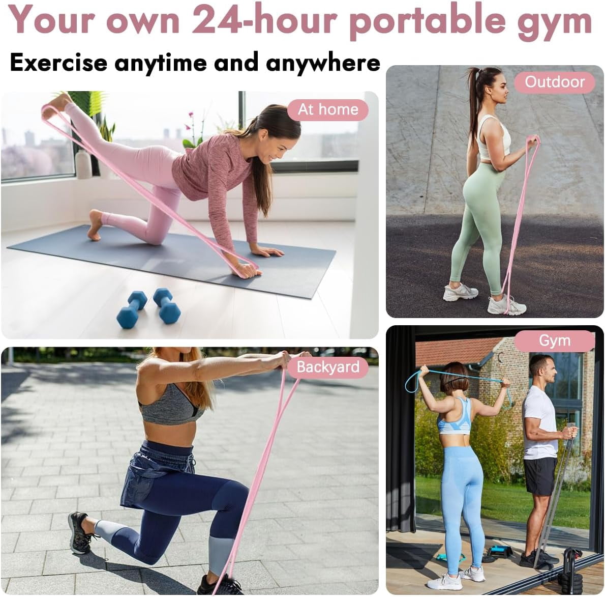 3 Pack Figure 8 Resistance Bands for Women | 15 lbs, 25 lbs & 35 lbs | 8 Shaped Exercise Bands for Arms, Back, Shoulders, Legs and HIPS Working Out