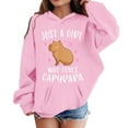 thumbnail image 3 of SonxaHe Little Girl Hooded Sweatshirts Capybara Print Long Sleeve Pullover Tops withpocket Loose Cozy Fall Winter Hoodies Pink,Sized 6-7, 3 of 3
