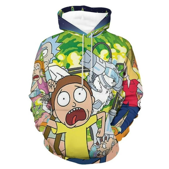 Rick And Morty Unisex Adult Hoodie Casual Hooded Sweatshirt Pullover Novelty 3D Printed Sweater Jacket S
