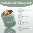 thumbnail image 4 of Luniquz 710ml/24oz Vacuum Insulated Food Thermos for Hot/Cold Food. Stainless Steel Lunch Box with Leak-proof Seal & Spoon(Green), 4 of 9