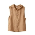 thumbnail image 3 of Bcfgryg Summer Men's Casual Sleeveless Hooded Shirt Linen Hooded Solid Color Breathable And Loose Top Lightweight Men's Jacket For Hiking Orange S, 3 of 3
