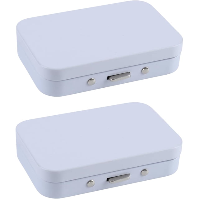 Lot de 2 Étui Portable pour Fil Dentaire avec Miroir, Petit Porte-Pique-Fil Dentaire Boîte à Piques Réutilisable Distributeur de Fil pour Accessoires de Sac de Voyage (Blanc)