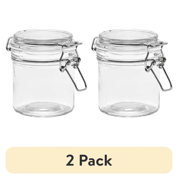 Zyler - 2 Pack Glass Lock Lid Storage Jar Canister 9.4 Oz Bpa Free Food-Grade Glass