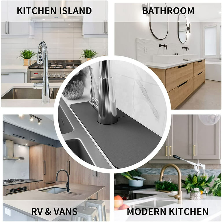 Kitchen Faucet Absorbent Mat, Water Drying Pads Behind Faucet,Counter and  Sink, Countertop Protector for Kitchen,Bathroom,and RV