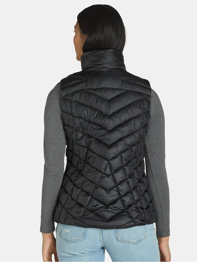 Big Chill Women's Chevron Quilted Puffer Vest, Midweight
