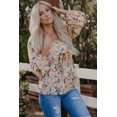 thumbnail image 2 of POGLIP Women's Multicolor Faux Two-piece Front Tie Floral Top, 2 of 6