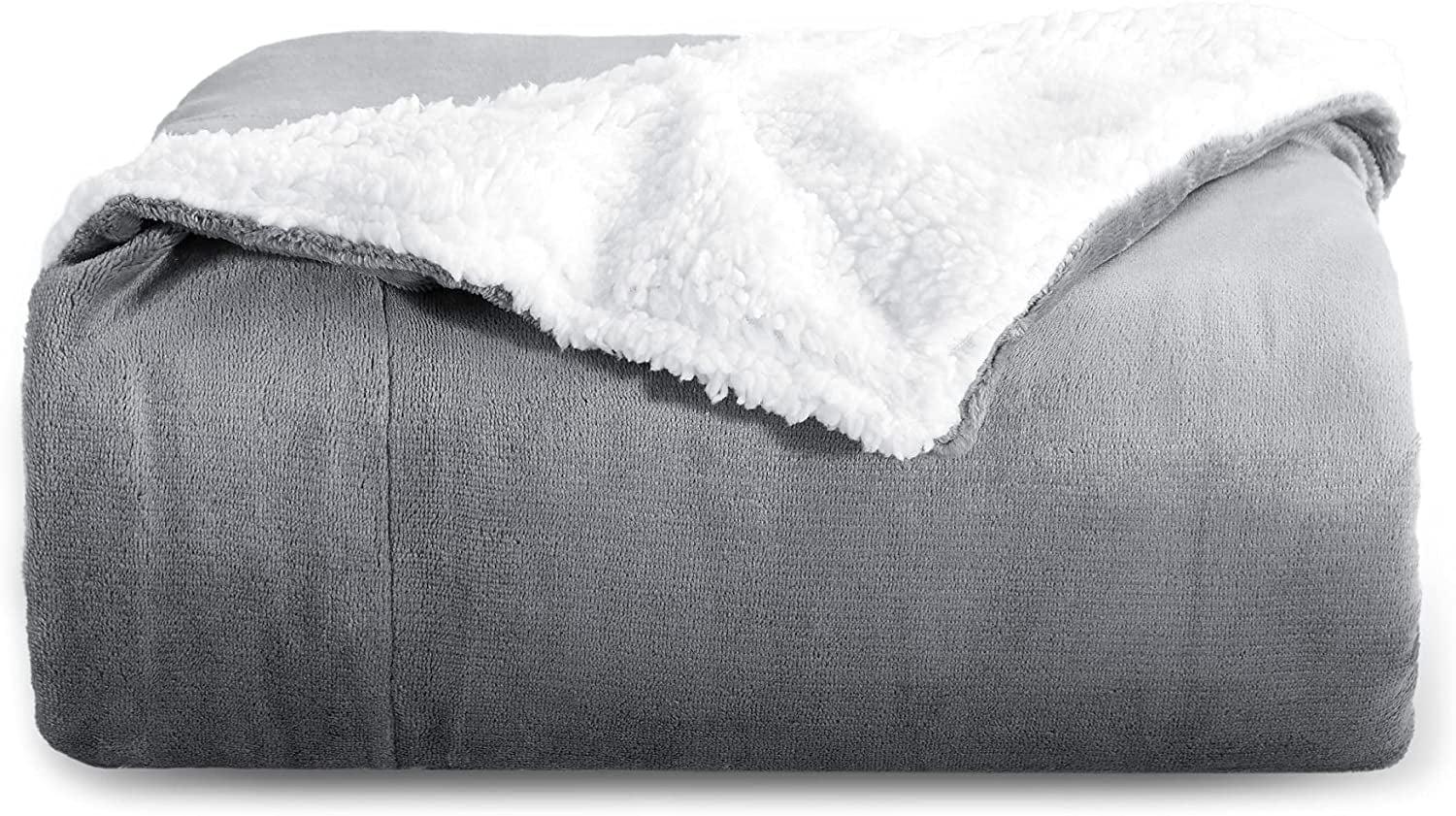 Bedsure Sherpa Fleece Throw Blanket Twin Size Grey Thick and Warm