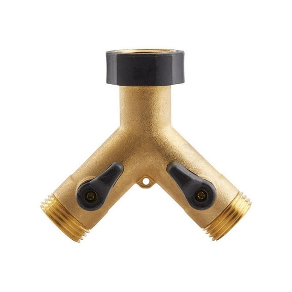 Gilmour 3/4 in. Brass Threaded Male Y-Hose Connector with Shut Offs
