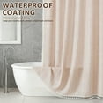 thumbnail image 5 of Dznils Boho Tassel Shower Curtain with Hooks, Farmhouse Thick Cloth Linen Fabric Bathroom Curtain, Cream, 72" x 72", 5 of 9