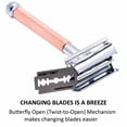 thumbnail image 6 of Parker Safety Razor 29L Double Edge Butterfly Open Double Edge Safety Razor and 5 Blades - Rose Gold, 6 of 7