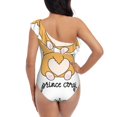 thumbnail image 5 of Easygdp Prince Corgi Dog Women's One Shoulder Ruffle Monokini Bathing Suits with Removable Chest Pad, Quick Drying - XX-Large, 5 of 8