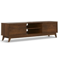 Simpli Home Lennon 72 inch Wide Mid Century Modern TV Media Stand in Walnut Veneer