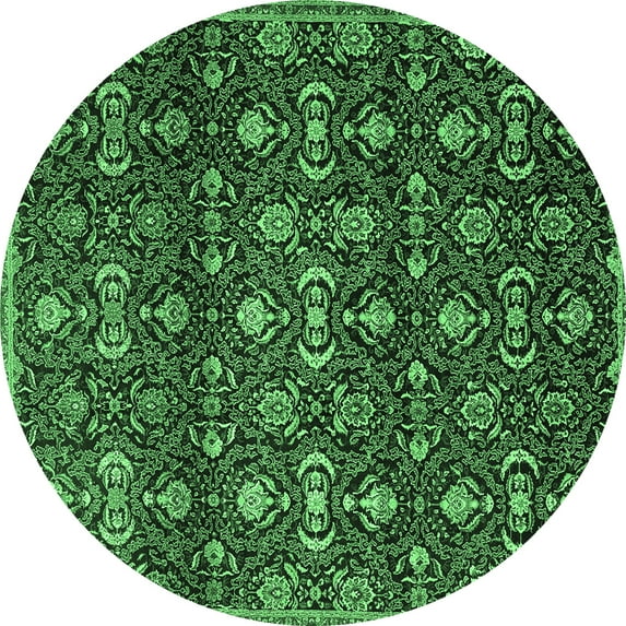 Ahgly Company Indoor Round Persian Emerald Green Traditional Area Rugs, 3' Round