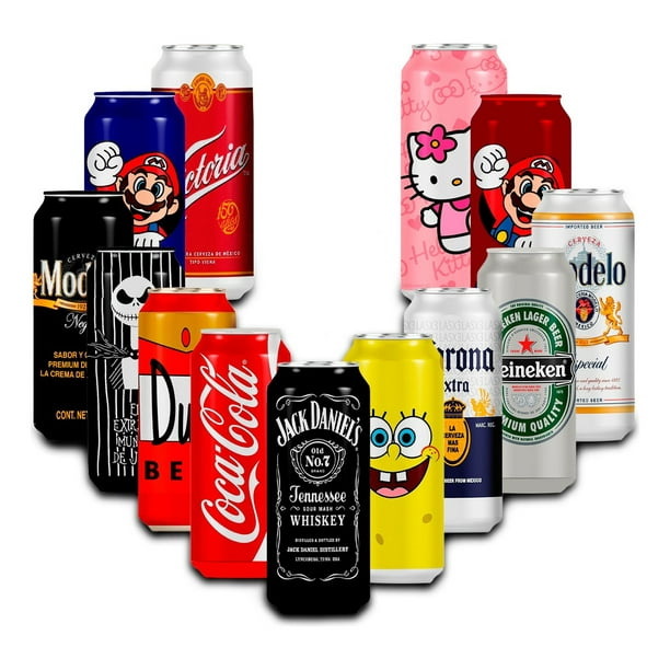 Paquete de 10 Latas de Plástico de 970 ML con Diferentes Diseños para Bebidas