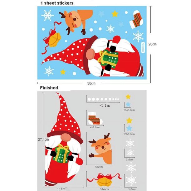 Pegatinas de decoración navideña para ventana, calcomanías de Santa Claus para árbol de Navidad, calcomanías para puerta de vidrio, pegatinas para ventana