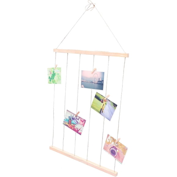 1 Set Postcard Photo Holder Wall Decor with String Lights 10 Clips 5 Random Postcards Star Lamp for Photos and Art Display Assorted Color