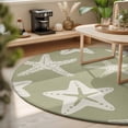 thumbnail image 3 of Round Area Rugs Collection 8 Ft, Sage Green Starfish Coastal Non-Slip Residential Carpet, Nautical Summer Ocean Abstract Art Indoor Crawling Mats Runner Rugs for Living Room/Dining Room/Bedroom, 3 of 9