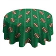 thumbnail image 4 of Green Striped Footballs Pattern Round Tablecloth 60"x60",Wrinkle Wipeable Table Cloth for Kitchen Dining Room Picnic Patio Party, 4 of 6