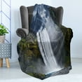 thumbnail image 4 of Waterfall Soft Flannel Fleece Throw Blanket, Waterfall and Grand Cliffs in Northern America Force of Nature Art Print, Cozy Plush for Indoor and Outdoor Use, 70" x 90", Green Blue White, by Ambesonne, 4 of 5