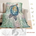 thumbnail image 5 of Sea Turtle Coastal Blanket Soft Cozy Warm Throw Blanket for Couch, Plush Fuzzy Flannel Fleece Blankets for Sofa, Blue Green Summer Beach Coral Ocean Bed Blankets Lightweight Gifts for Women, 32"x48", 5 of 9