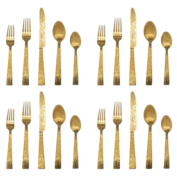 Ricci Argentieri Parisian Garden Gold 18/10 Stainless Steel 20pc. Flatware Set