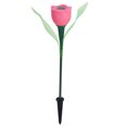 thumbnail image 2 of Luces LED solares para jardín con forma de tulipán, impermeables, de color rosa, para decoración de exteriores, paquete de 4, 2 of 8