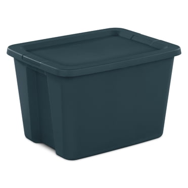 Sterilite Large Storage Bin, 18 Gallon Plastic Storage Container with Snap-On Lid, Teal