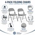 thumbnail image 3 of Alvantor 4-Pack Gray Folding Chairs,Padded PVC Seat and Back,Steel Frame,Portable Seating for Home Office Party Event,330 lbs Capacity, 3 of 11
