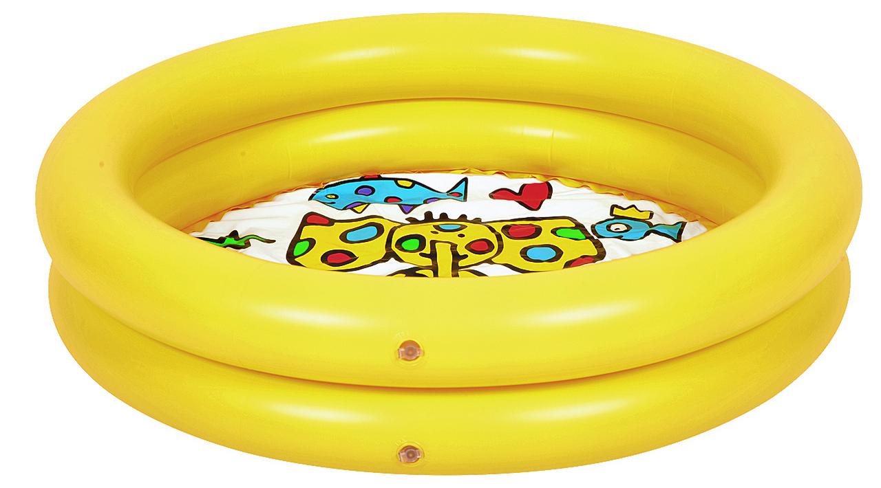 30" Bright Yellow Circular Two Ring Kiddie Swimming Pool