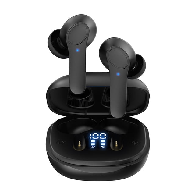 TWS Auriculares inalámbricos compatibles con Bluetooth 5.0 In-ear Stereo Sound Graves fuertes IPX6 Auriculares impermeables Auriculares de espera larga Negro Jumpingount EL005035-01B