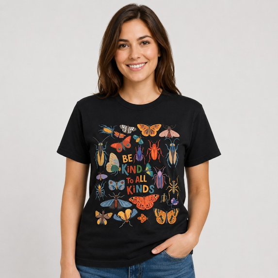 Be Kind To All Kinds Insect Graphic T-Shirt, Unisex Classic Fit Tee