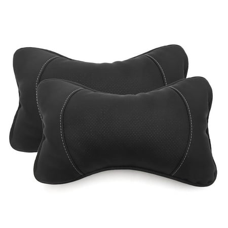 2pcs Fuax Leater Black Bone Shape Seat Neck Rest Pillow Car