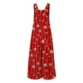 thumbnail image 3 of Christmas Women Loose Jumpsuit Casual Suspender Pants Snowflake Printed Wide Leg Overalls with Pockets, 3 of 4