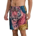 thumbnail image 2 of Pofeuu Pink Tiger Gold Leaves Prin Men's Swim Trunks Quick Dry Bathing Suit Swimming Board Shorts Mesh Lining Beach Swimwear-X-Large, 2 of 6