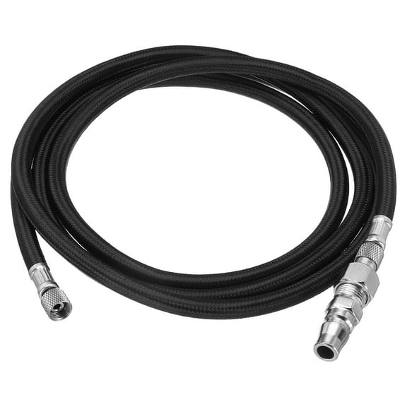 1/8 Air Brush Hose, 6ft Air Brush Air Hose Nylon Braided Air Brush Hose 1/8" Ends with 1/4" Hose Adaptor, Black