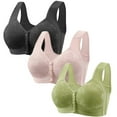thumbnail image 2 of POIUYTR 3Pack Daisy Bra for Seniors, Front Snap Closure Bras for Women Full Coverage Easy Close Bra for Mom Grandma, 2 of 3