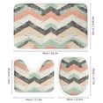 thumbnail image 3 of 4 Piece Decor Shower Curtains Sets Bath Mat U-Shaped Floor Mat Toilet Lid Oval Rug Chevron in Coral Mint Green Gray Geometric Modern Waterproof Bath Curtain Peach Green Grey Chevron Pattern, 3 of 8