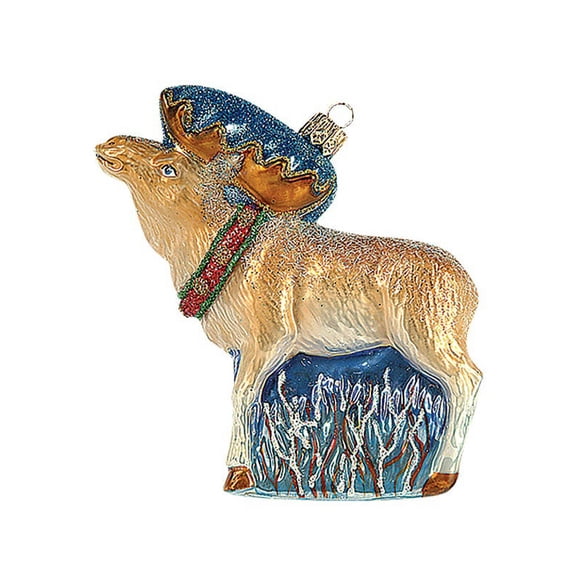 Moose Polish Mouth Blown Glass Christmas Ornament Tree Decoration
