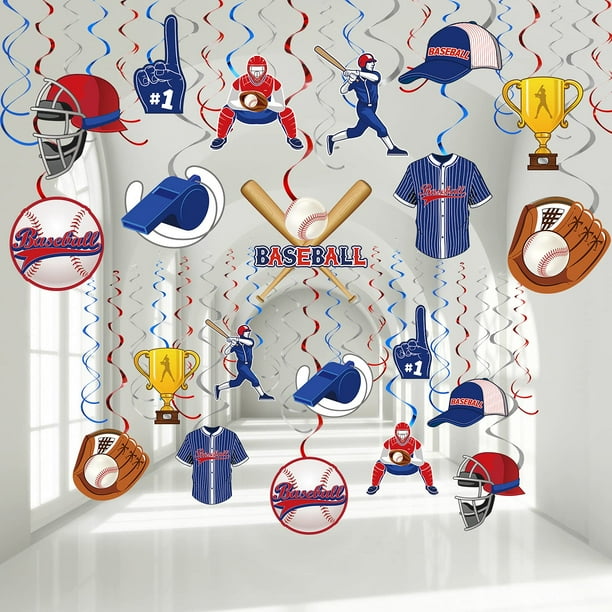 51 Pieces Baseball Party Decorations, Sports Theme Party Hanging Swirl Decor for Kids Adults