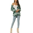 thumbnail image 2 of INSPIRE CHIC Womens' Fall Winter Button Front Closure Long Sleeve Plaid Jacket with Pockets L Green, 2 of 6