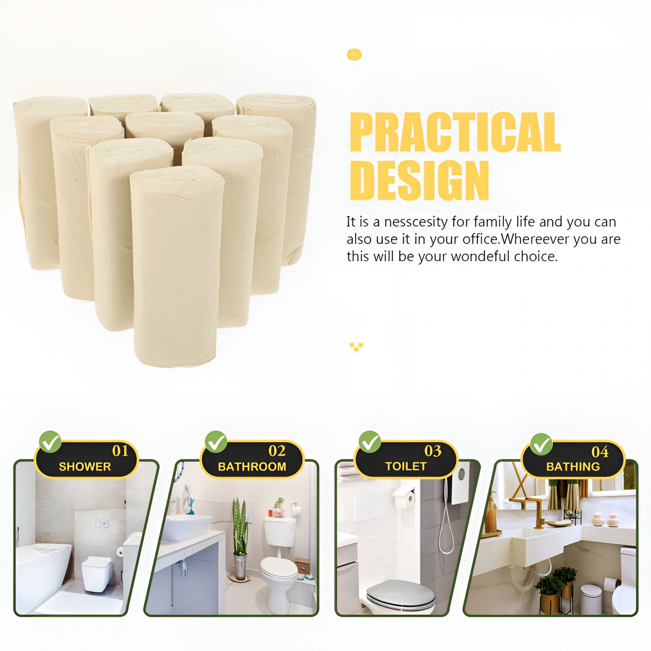 CCOCC 2026 New 16 Rolls Coreless Bamboo Pulp Water Absorbent Paper Towels for Household Toilets Bamboo Paper Towels