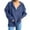 Navy, variant on ManxiVoo Women's Oversized Button Down V-Neck Hoodie Long Sleeve Side Slit Casual Loose Pullover Top L Size Black