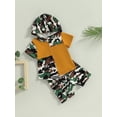 thumbnail image 3 of Coduop Infant Baby Boy Summer Camouflage Short Sleeve Hooded Tops and Shorts 2Pcs Outfit Set, 3 of 9