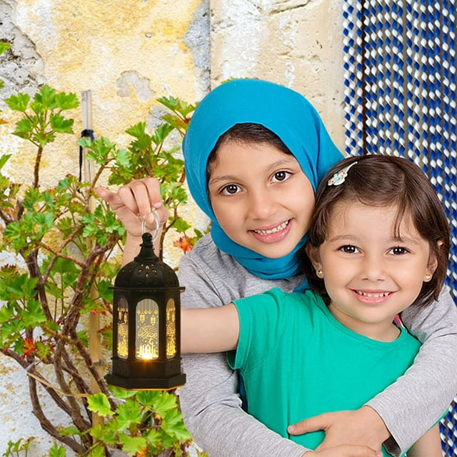 Ramadan Lantern Decoration Plastic LED Eid Mubarak Lamp Exquisite Battery Powered Ramadan Festival Table Light Home Festival Decoration Gift for Children Home Tabletop Decor