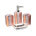 thumbnail image 4 of 4Pcs Bath Accessory Soap Dispenser Transparent Lotion Bottle Vanity Accessory Set Toilet Accessories Set Soap Dish Toothbrush Cup Decor Rose, 4 of 9