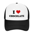 thumbnail image 2 of I Heart Chocolate Love Food Funny Trucker Hat Baseball Cap Unisex Black, 2 of 5