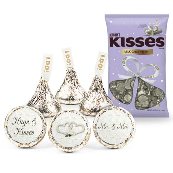 Wedding Candy Hershey's Kisses & DIY Stickers (300 Count) - Wedding Favors for Guests - Milk Chocolate